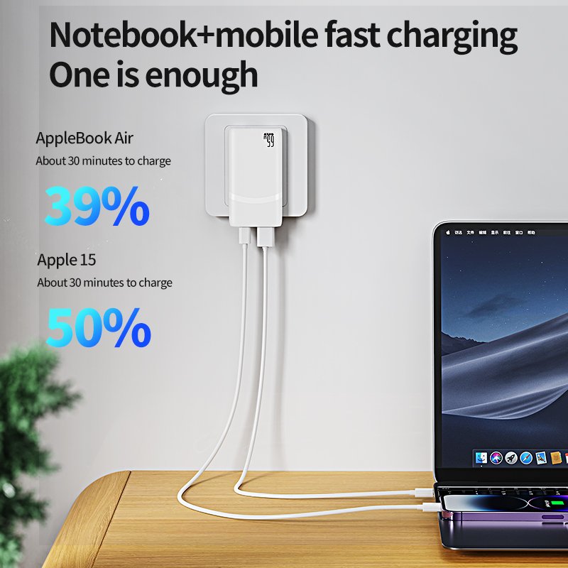 multi port usb a+usb c ultra slim 65w gan charger