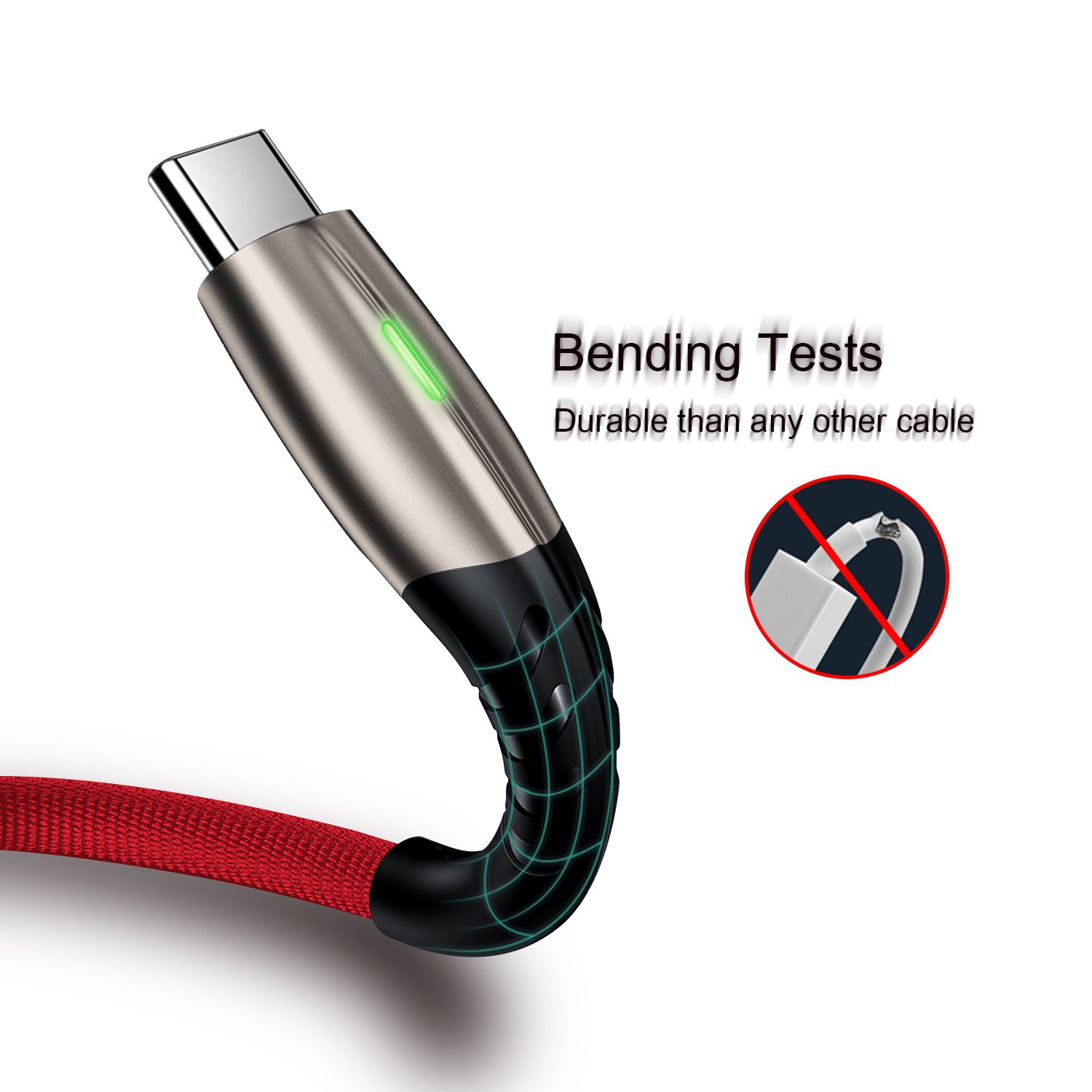 led zinc alloy fast charging cable