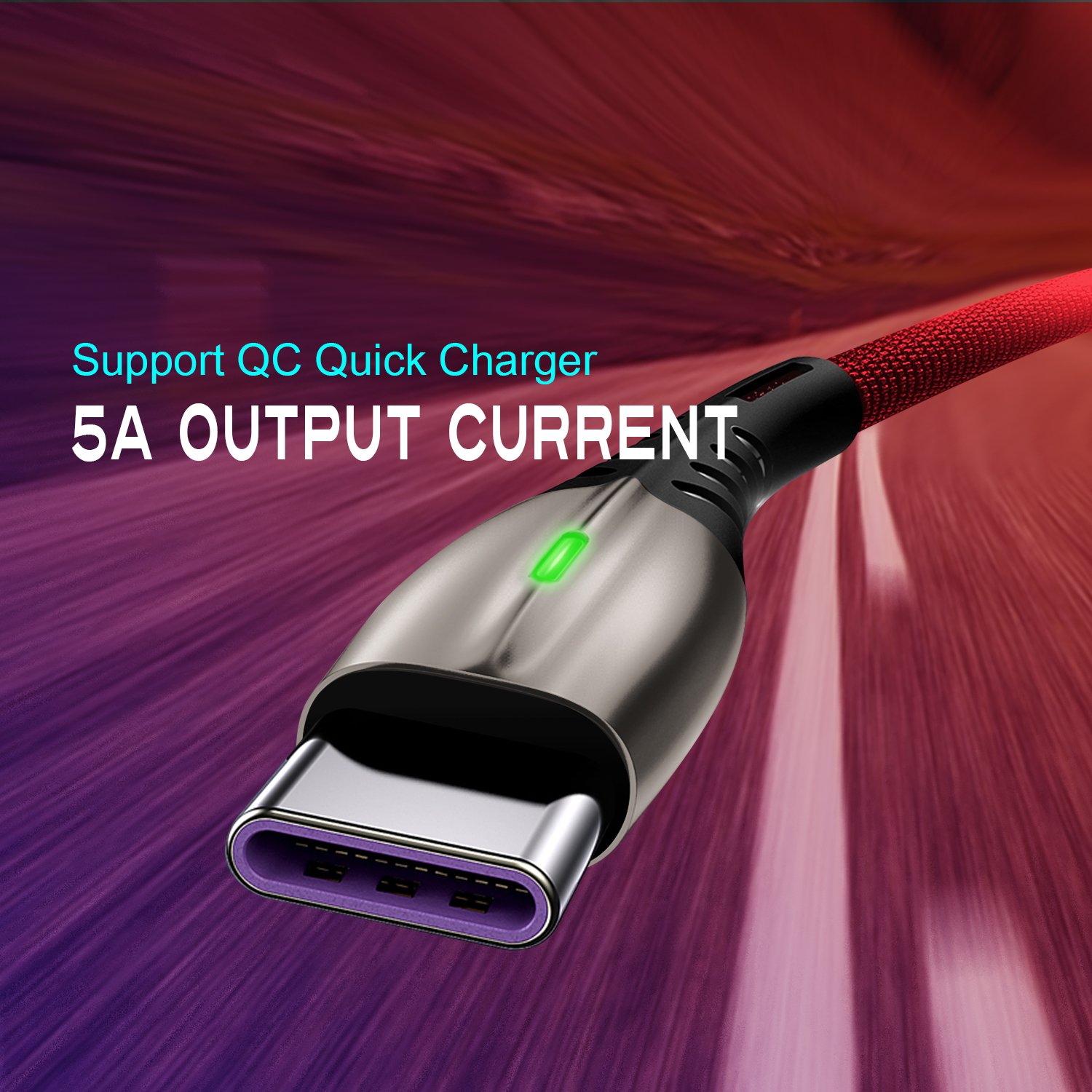 led zinc alloy fast charging cable