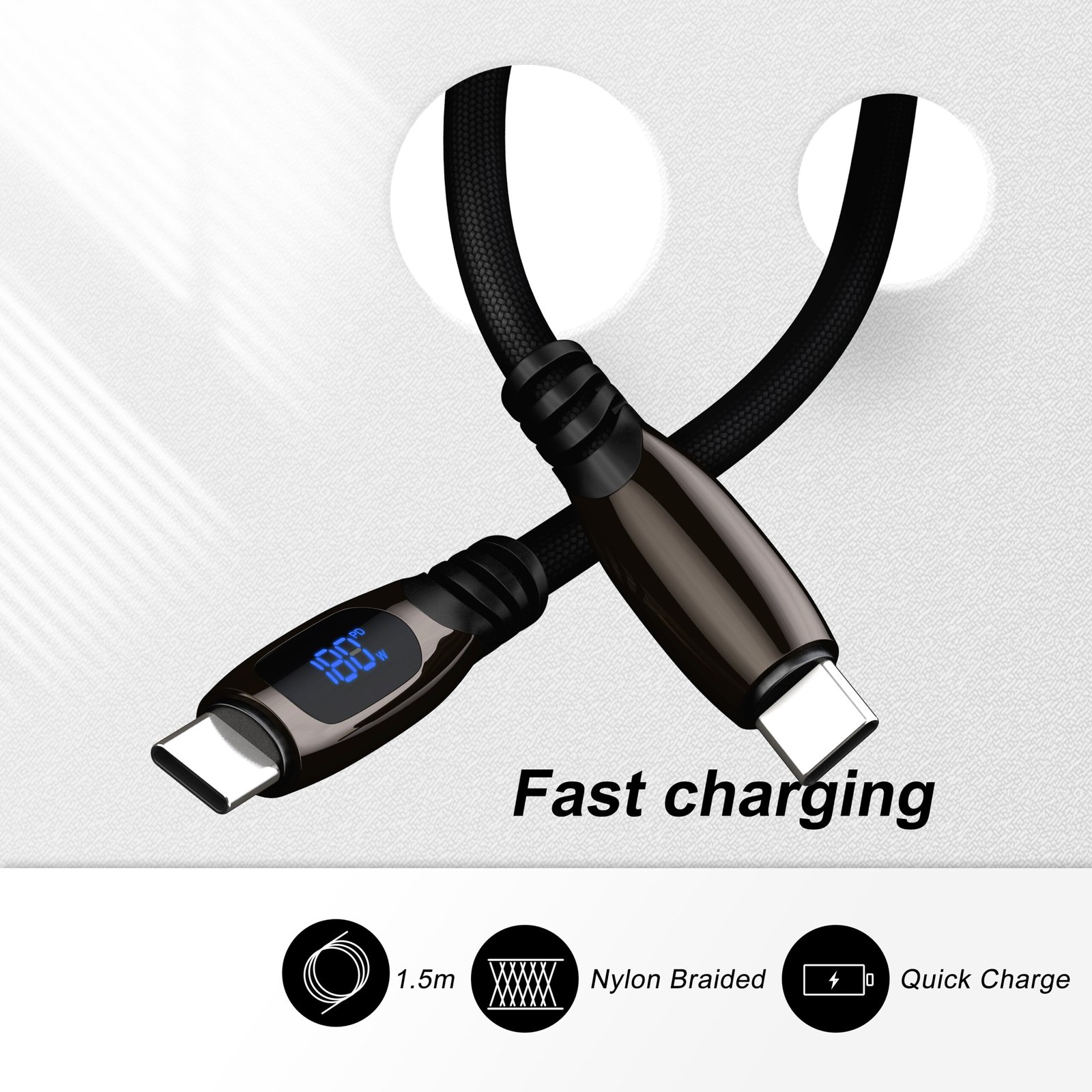 100w display fast charging data cable