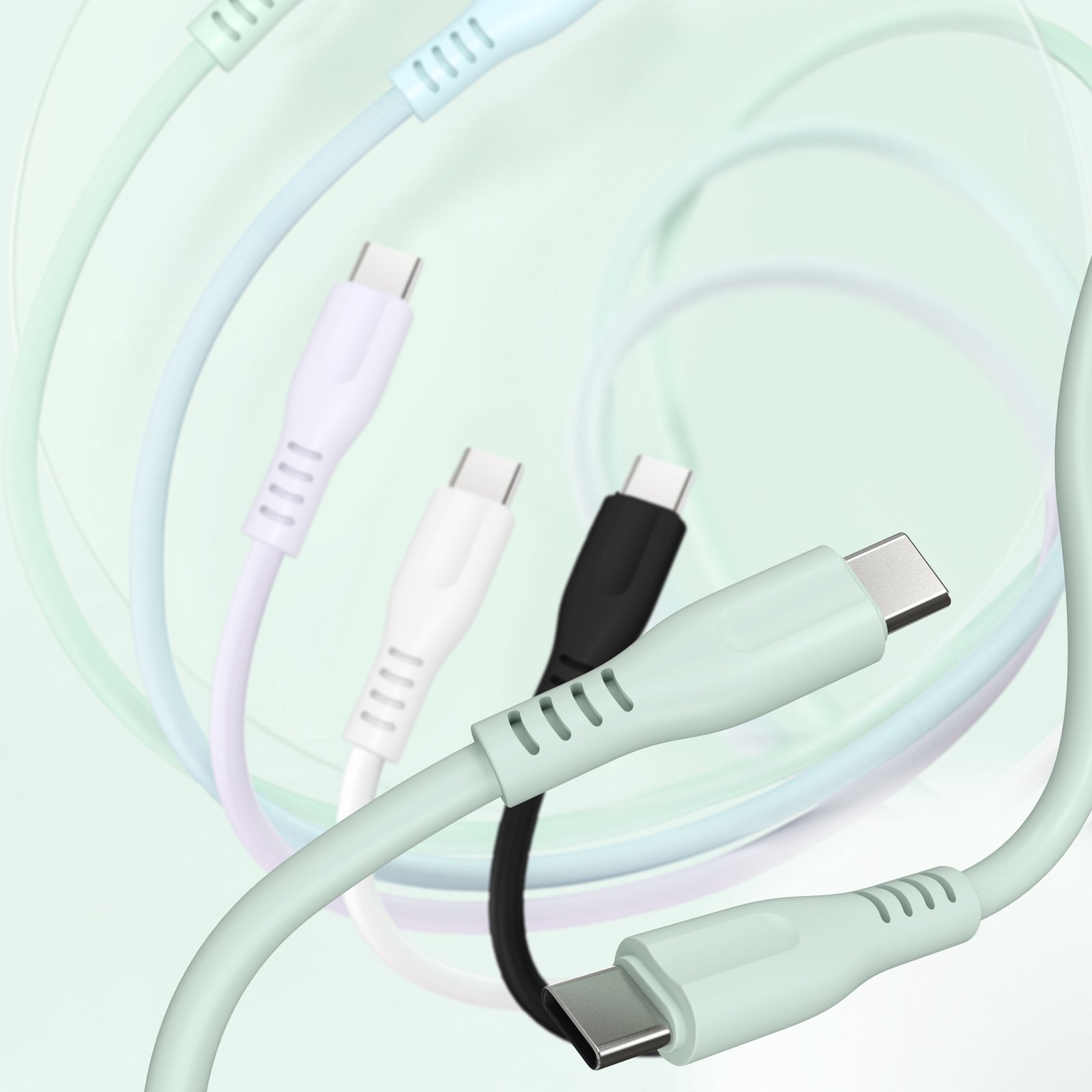 soft true silicone type c to type c charging data cable
