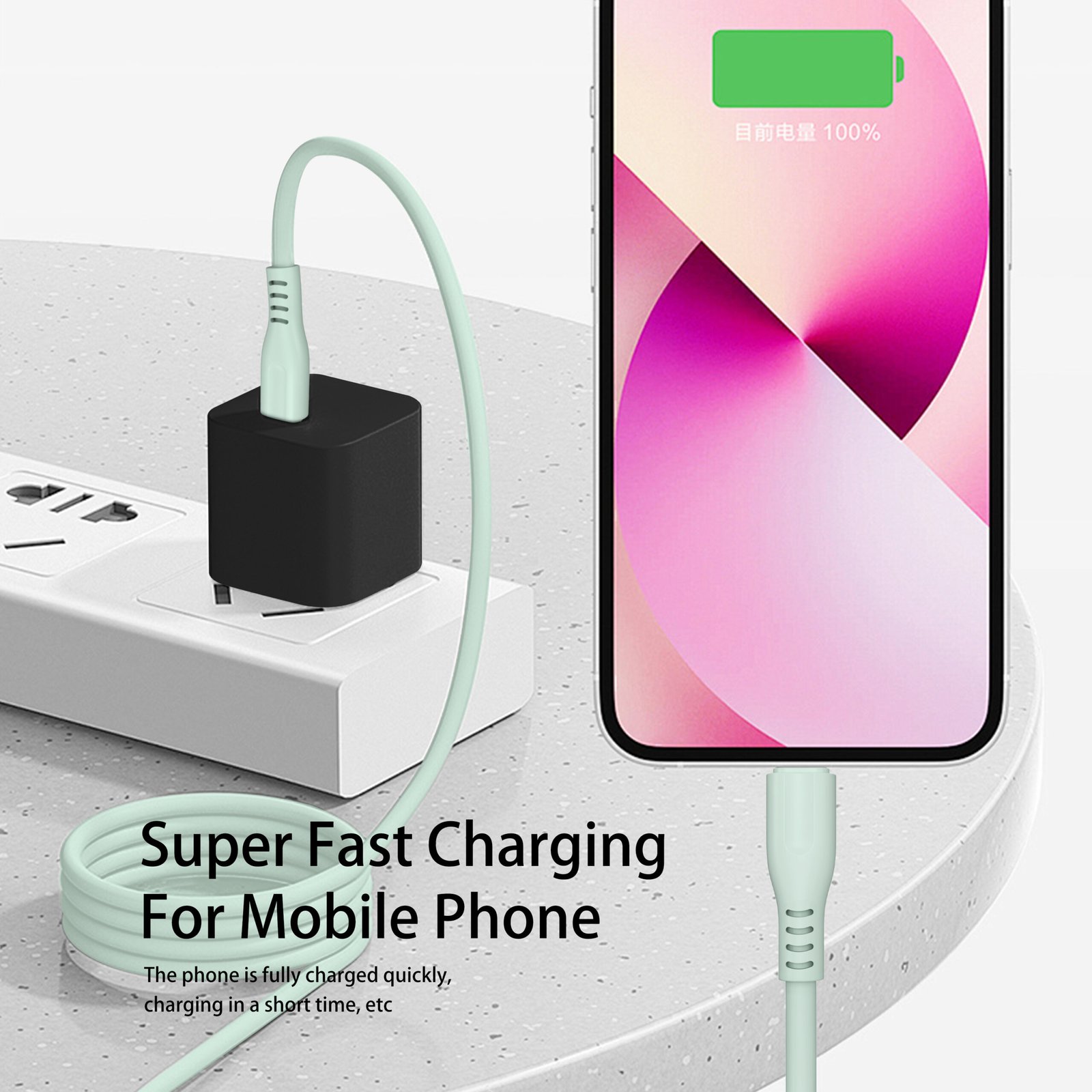 soft true silicone type c to type c charging data cable