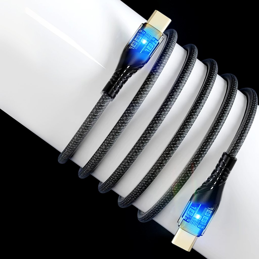 60w transparent gold foil usb cable